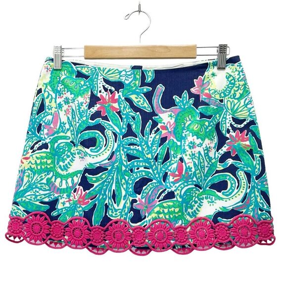 Lilly Pulitzer Tate Mini Skirt in Bright Navy & Pink Trunk Show Women’s Size 8 - Picture 1 of 12